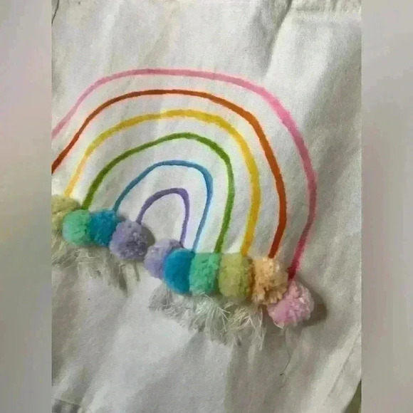 Handmade Rainbow Illustration Canvas Shoulder Bag Oversized  Tote Boho Travel - Picture 3 of 11